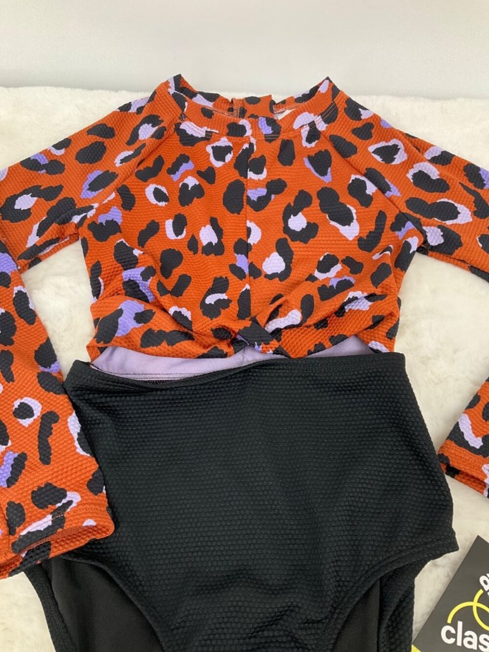 Art Class size Medium (8) Girls Leopard Print One-Piece Swimsuit: Black, Purple, - Picture 4 of 6